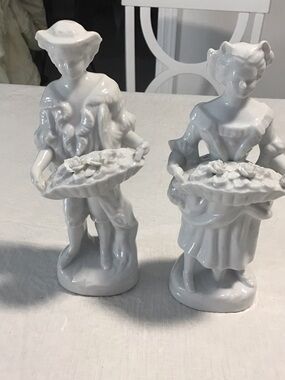 Japna White Porcelain Boy and Girl Figurine Pair. #24